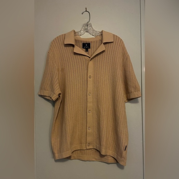 Ben Sherman Oatmeal Textured Knit Button-Up Shirt Size Large - Picture 4 of 4